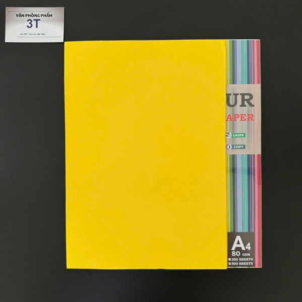 Giấy A4 (giấy mềm) SUMMER màu vàng chanh (100 tờ/ xấp) - Ream