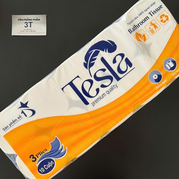 Giấy vệ sinh cuộn nhỏ TESLA 3 lớp không lõi (10 cuộn/lốc) - Lốc