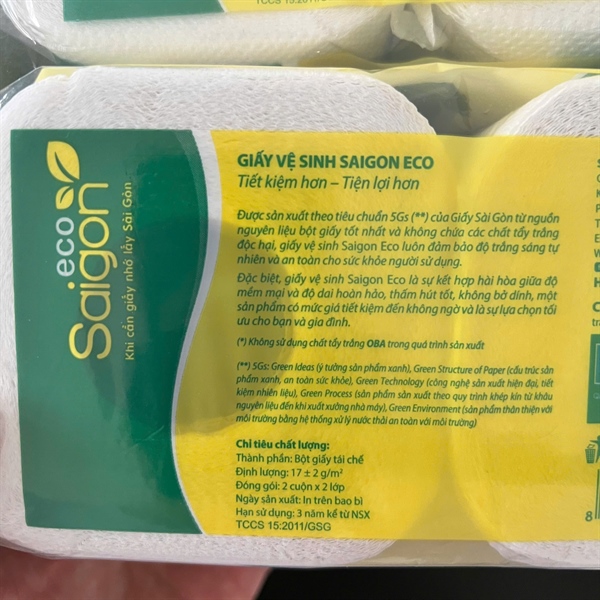 Giấy vệ sinh cuộn nhỏ Sài Gòn Eco (10 cuộn/lốc) - Lốc 3 Giấy vệ sinh cuộn nhỏ Sài Gòn Eco (10 cuộn/lốc) - Lốc - Ảnh 3