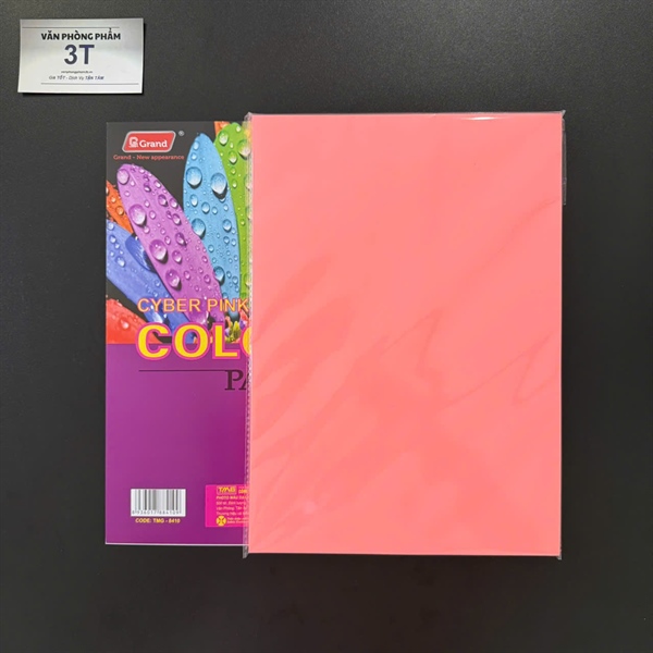 Giấy A4 (giấy mềm) PGrand màu HỒNG CAM DẠ QUANG (100 tờ/ xấp) - Xấp