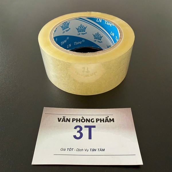 Băng keo trong LN Tape 46.5mm x dày keo hơn 12mm (100Yard) x 50 mic - Cuộn