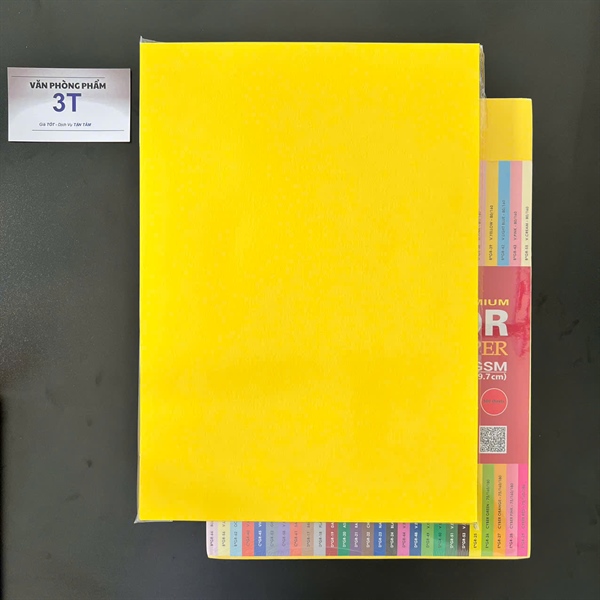 Giấy A4 80GSM (giấy mềm) PGrand màu VÀNG CHANH (100 tờ/ xấp) - Ream = 5 Xấp