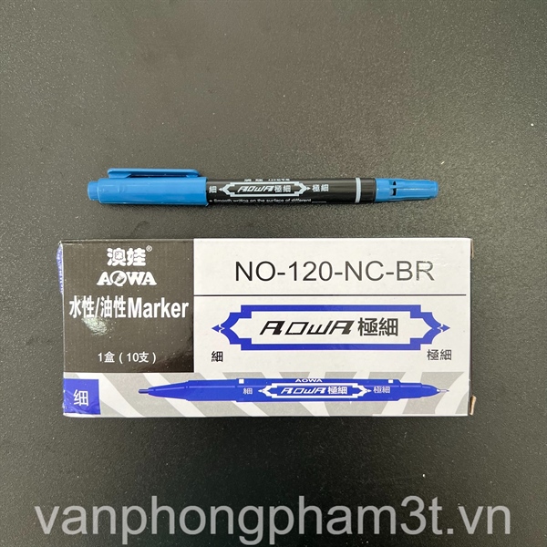 Bút lông dầu AOWA nhỏ 2 đầu xanh - Cây