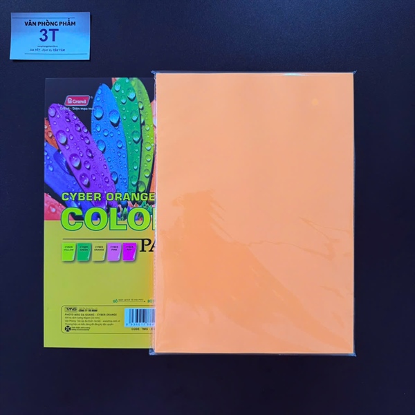 Giấy A4 (giấy mềm) PGrand màu CAM DẠ QUANG (100 tờ/ xấp) - Xấp